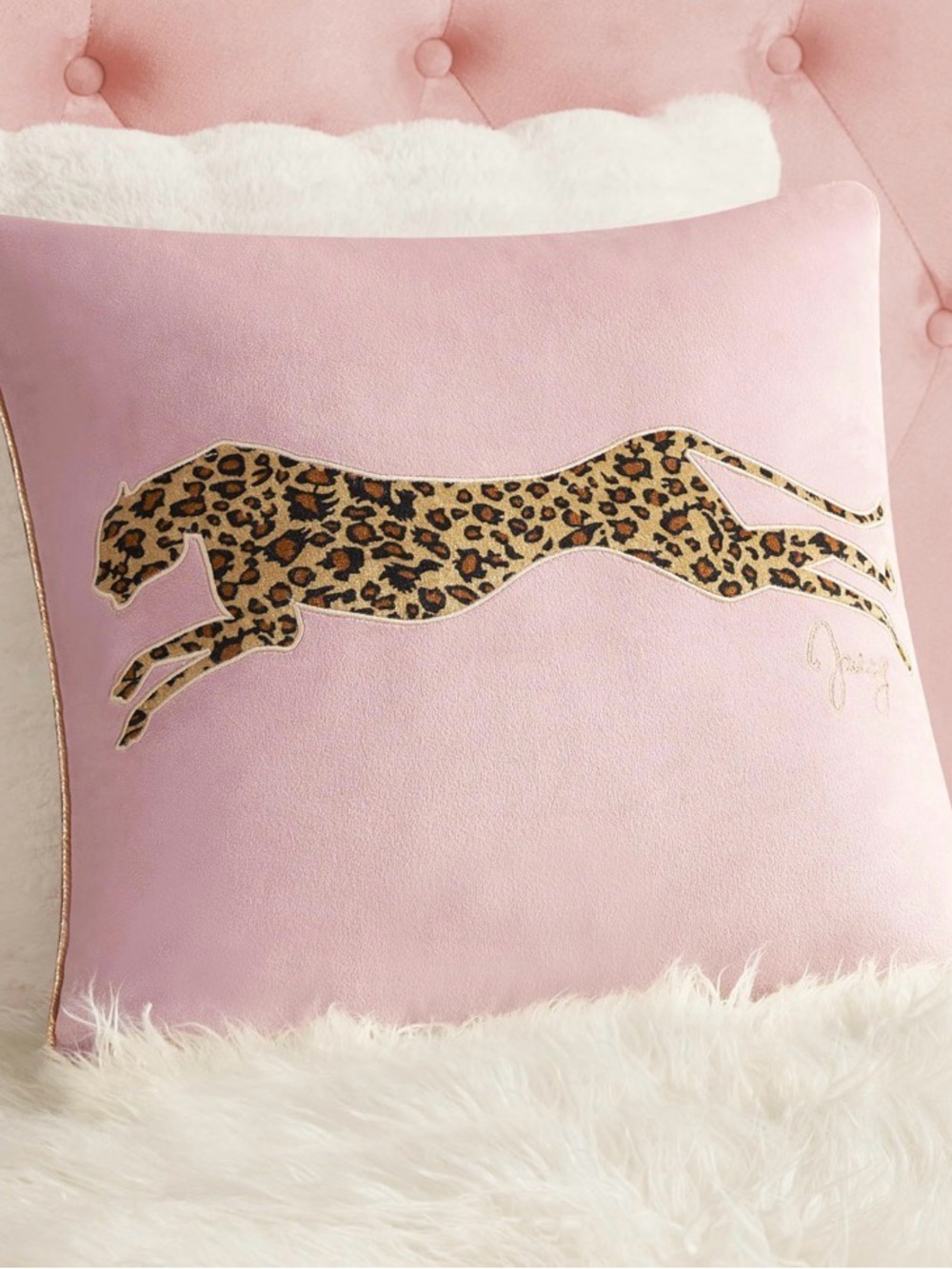 Juicy Couture Pink Pillow with Leopard Cheetah Motif